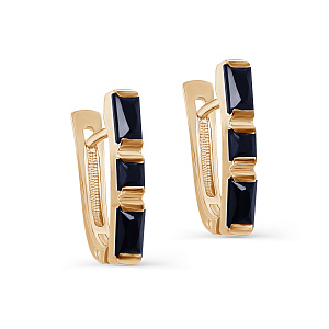 Серьги с английским замком из красного золота с сапфирами