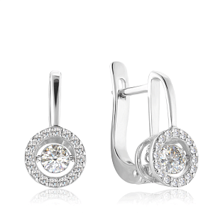 Серьги с английским замком из белого золота с бриллиантами