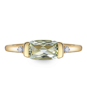 Кольцо из желтого золота с бриллиантами и аметистом