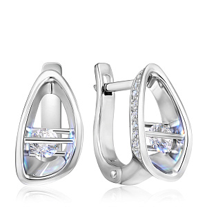 Серьги с английским замком из белого золота с бриллиантами