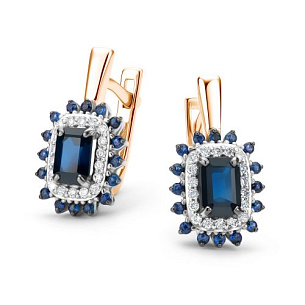 Серьги с английским замком из красного золота с бриллиантом