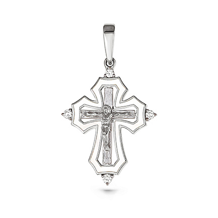 Крест из белого золота с бриллиантами