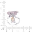 Кольцо из серебра с опалом, фианитом