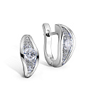 Серьги с английским замком из белого золота с бриллиантом