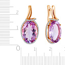 Серьги с английским замком из красного золота с аметистом