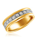 Кольцо обручальное из желтого золота с бриллиантами