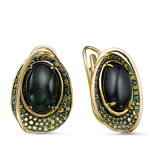 Серьги из желтого золота с бриллиантами