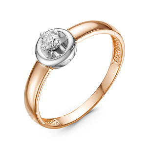 Кольцо из красного золота с бриллиантом