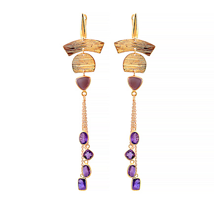 Серьги с английским замком из серебра с аметистом