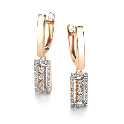 Серьги с английским замком из красного золота с бриллиантами