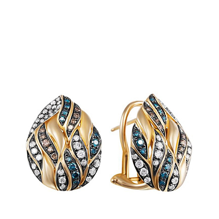 Серьги из желтого золота с бриллиантами