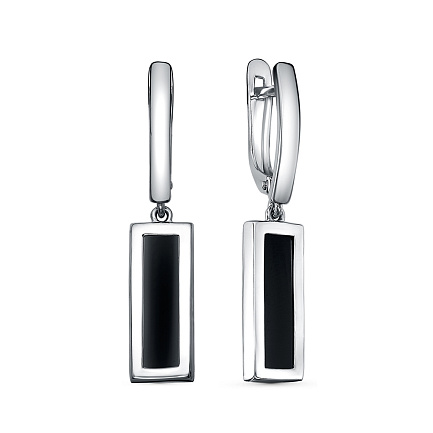 Серьги с английским замком из серебра с фианитами