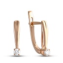 Серьги с английским замком из красного золота с бриллиантами