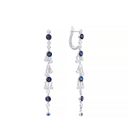 Серьги с английским замком из белого золота с бриллиантами