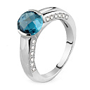 Кольцо из белого золота с топазом, фианитом