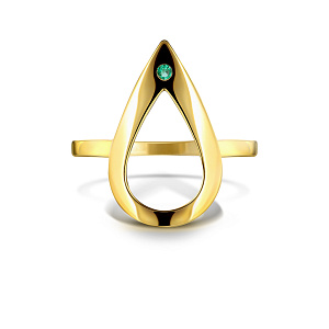 Кольцо из желтого золота с изумрудом