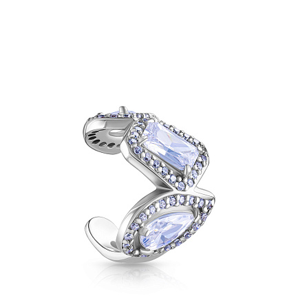 Серьга-кафф из серебра с фианитами