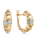 Серьги с английским замком из красного золота с фианитом