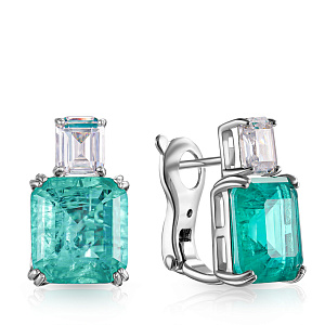 Серьги из серебра с фианитом