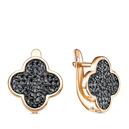 Серьги с английским замком из красного золота с фианитами