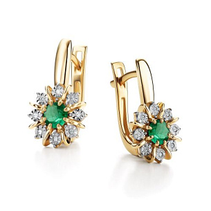 Серьги с английским замком из желтого золота