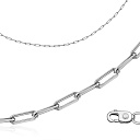 Цепь автомат из серебра, плетение якорная с удлиненным звеном