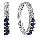 Серьги из белого золота с бриллиантами, сапфиром