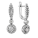 Серьги с английским замком из белого золота с бриллиантами