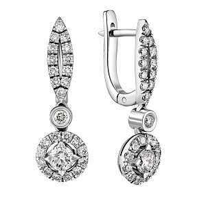 Серьги с английским замком из белого золота с бриллиантами