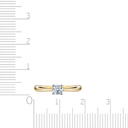 Кольцо помолвочное из желтого золота с бриллиантом