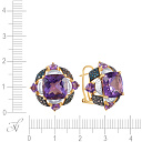 Серьги из желтого золота с аметистами, бриллиантами