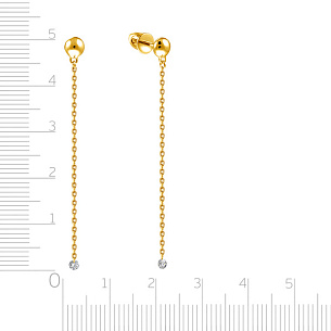 Серьги Пусеты из желтого золота с бриллиантами, плетение якорное