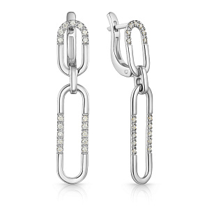 Серьги с английским замком из белого золота с бриллиантами