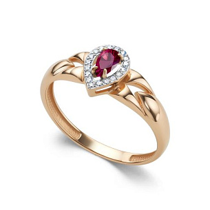 Кольцо из красного золота с бриллиантом