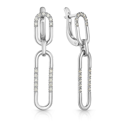 Серьги с английским замком из белого золота с бриллиантами