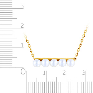 Колье из желтого золота с жемчугом, плетение якорное