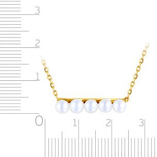 Колье из желтого золота с жемчугом, плетение якорное