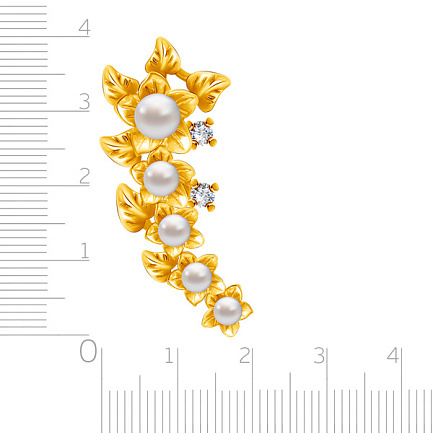 Подвеска из серебра с жемчугом, позолотой