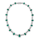 Колье из платины с бриллиантами, изумрудами