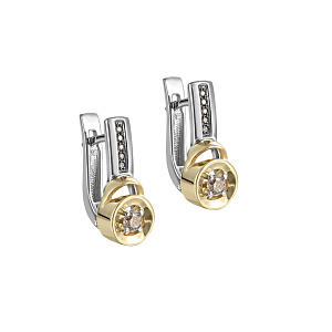 Серьги с английским замком из белого золота с бриллиантами