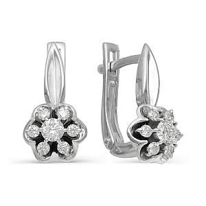 Серьги с английским замком из белого золота с бриллиантами