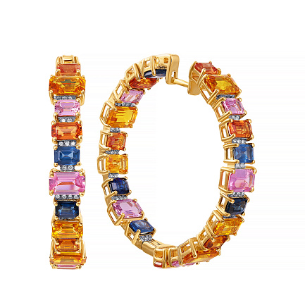 Конго из желтого золота с бриллиантами, сапфирами