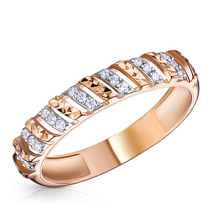 Кольцо из красного золота с фианитом