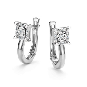 Серьги с английским замком из белого золота