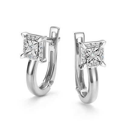 Серьги с английским замком из белого золота