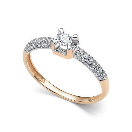 Кольцо из красного золота с бриллиантами