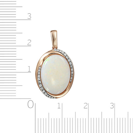 Подвеска из красного золота с бриллиантами, опалом