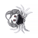 Брошь из серебра с гранатом, ониксом