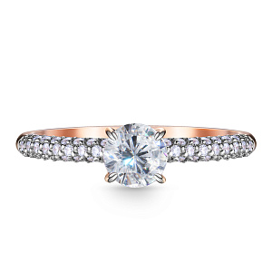 Кольцо из красного золота с фианитом