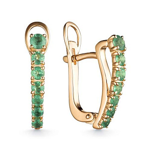 Серьги из красного золота с изумрудом